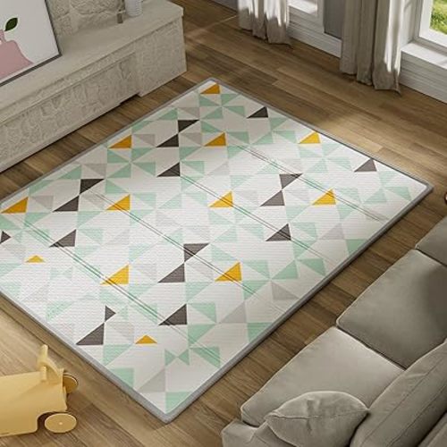 UANLAUO Foldable Baby Play Mat, Extra Large Waterproof Activity Playmats for Babies,Toddlers, Infants, Play & Tummy Time, Foam Baby Mat for Floor with Travel Bag (Triangle(71x59x0.4inch))