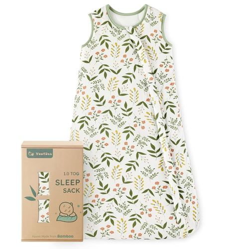 Yoofoss Rayon Made from Bamboo Baby Sleep Sack 0-6 Months 1.0 Tog Baby Wearable Blanket, Super Soft Infant Toddler Sleeping Sack 2-Way Zipper