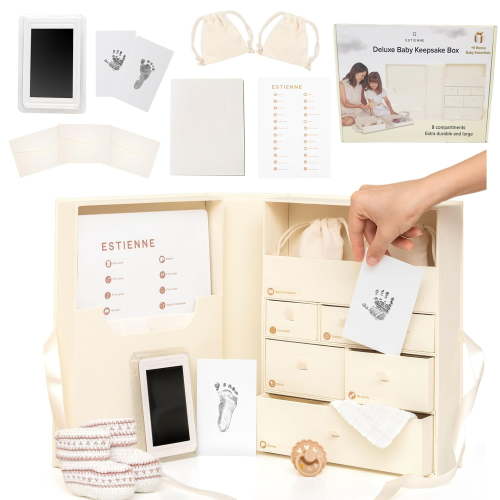 Large Light Yellow Modern Baby Keepsake Box - Memory Box for Baby Girl & Boy, Gift-Ready Keepsake Storage Box with Lids