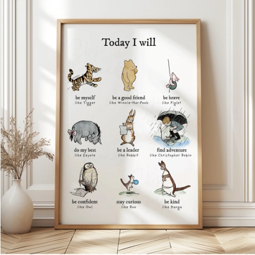 Winnie-the-Pooh Positive Affirmations Nursery Wall Art