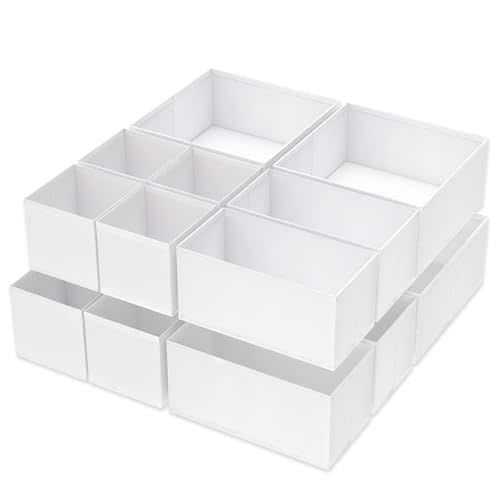 Criusia 16 Pack Underwear Drawer Organizer, Drawer Organizer Clothes, Foldable Cloth Storage Box Closet Dresser Drawer Divider Organizer for Clothes, Scarves (White)