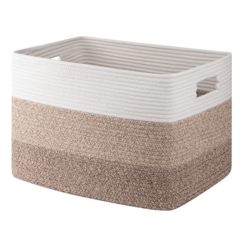 CHERISHGARD 50L Large Cotton Rope Basket,Storage Basket for Organizing ,Rectangle Woven Baskets for Storage