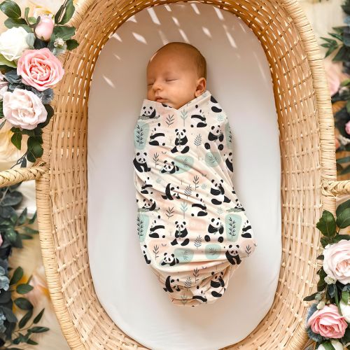 Panda Baby Swaddle Blanket, Cute Animal Newborn Wrap, Baby Shower Gift, Coming Home Blanket, Soft Lightweight Baby Bedding