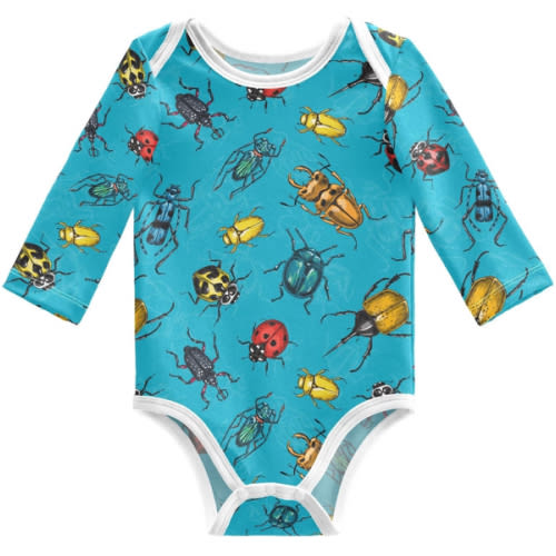 Beetles Bugs Unisex Baby Boys Girls Cotton Long-sleeve Bodysuits 0-24 Months