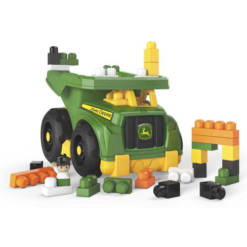 Fisher-Price MEGA BLOKS John Deere Dump Truck Building Toy Blocks Set for Toddlers (25 Pieces)