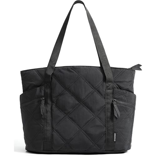 BAGSMART Tote Bag for Women, Puffer Work Tote with Zipper, Travel Essentials Quilted Nurse Travel Hospital Bag