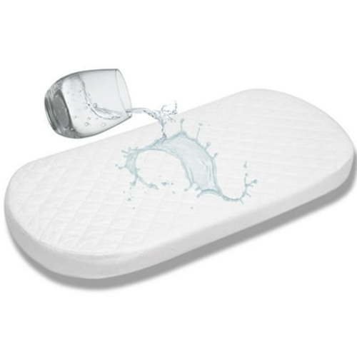 First Essentials Baby Bassinet Cradle Mattress Oval 17" x 35" Foam Waterproof Padded Design