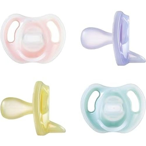 Tommee Tippee Ultra-light Silicone Pacifier, Symmetrical One-Piece Design, BPA-Free Silicone Binkies, 6-18 months, Pack of 4 Pacifiers