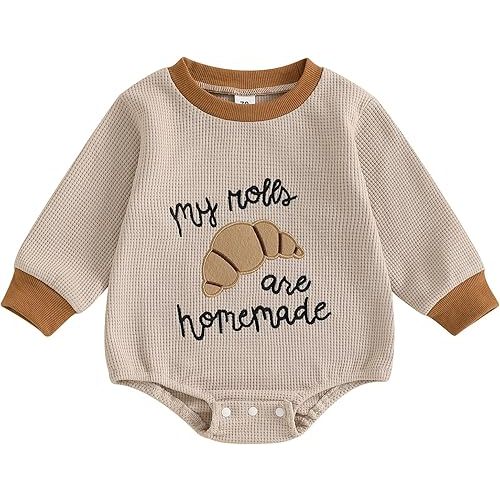 Babieshouse Embroidery Bubble Romper Long Sleeve Sweatshirt Fall Winter Clothes