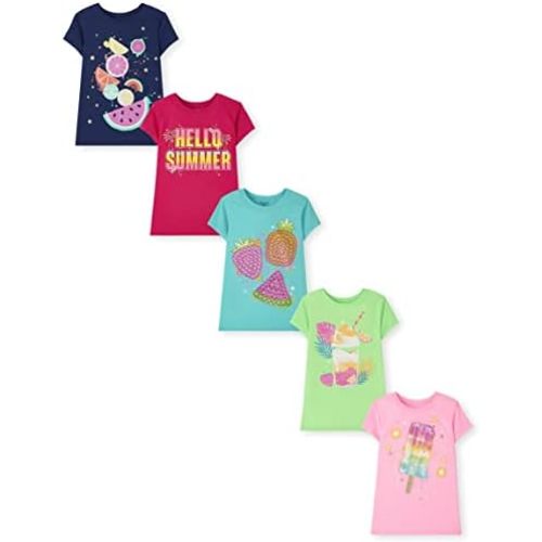 The Children's Place Girls' Assorted Everyday Short Sleeve Graphic T-Shirts, Multipack