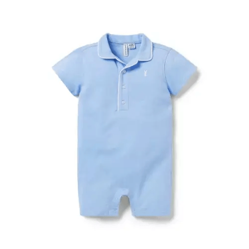 Newborn Unicorn Blue Baby Bunny Pique Polo Romper by Janie and Jack