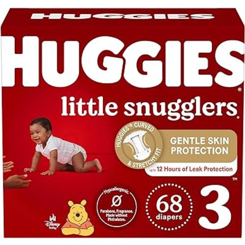 Huggies Size 3 Diapers, Little Snugglers Baby Diapers, Size 3 (16-28 lbs), 68 Count