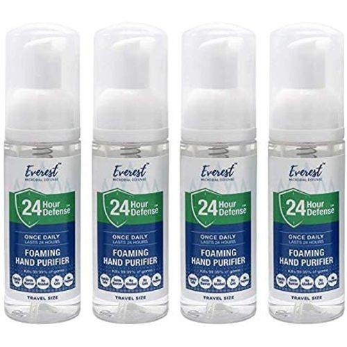 24 Hour Defense Foaming Hand Sanitizer | Kills 99.99% Of Germs | Stays Effective Throughout Hand Washings For 24 Hours Of Lasting Protection | Rich, Moisturizing Foam | Fragrance Free | Travel 4 Pack