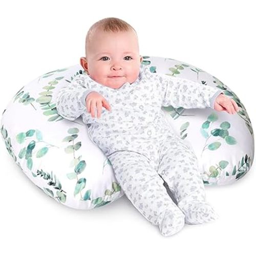 Little Grape Land Nursing Pillow for Breastfeeding,Original Breastfeeding Pillows for More Support for Mom and Baby, Cute Cover with Breathable Filling,Feeding Support Pillow for 0-12 Months(Leaf)