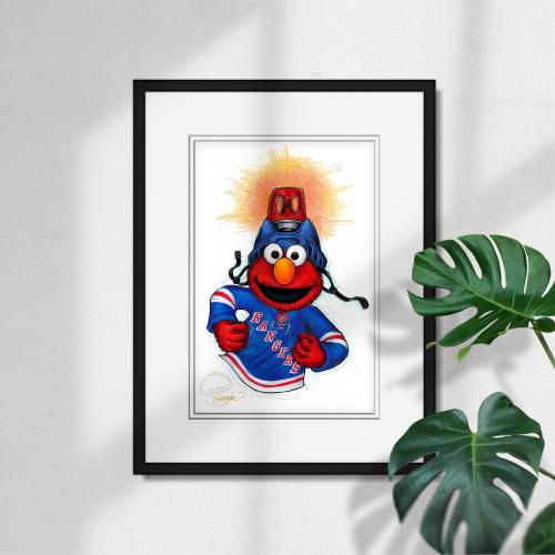 New York Rangers Elmo Print - NHL & Sesame Street Licensed Limited Edition Art by S. Preston