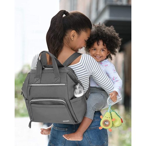 Skip Hop Diaper Bag Backpack: Mainframe Large Capacity Wide Open Structure with Changing Pad & Stroller Attachement, Charcoal