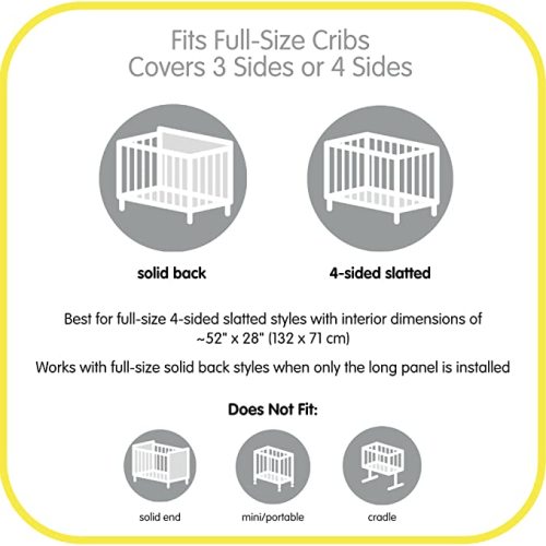 BreathableBaby Breathable Mesh Crib Liner – Classic Collection – White – Fits Full-Size Four-Sided Slatted and Solid Back Cribs – Anti-Bumper