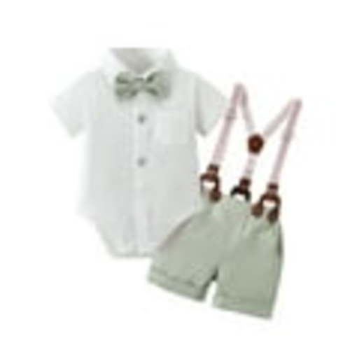 CARETOO Baby Boy Clothes Newborn Infant Shirt Bowtie Beret Suspender Pant 0-18M Gentleman Outfit