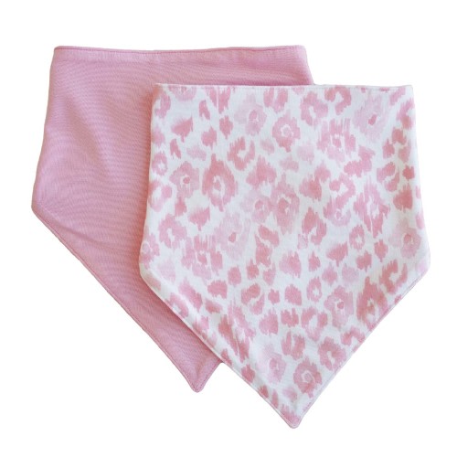 Blush Leopard 2pc Bandana Bibs