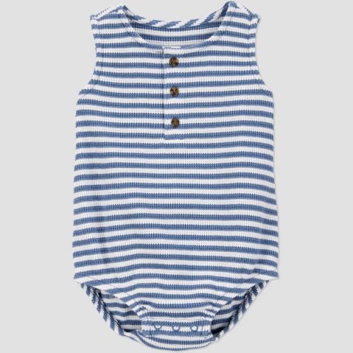 Carter's Just One You® Baby Boys' Striped Textured Romper - Blue/White 18M