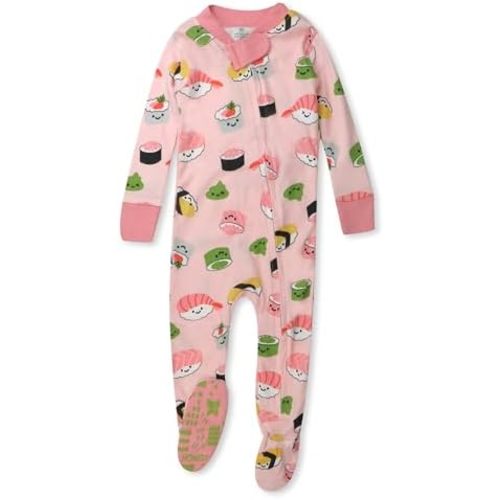 HonestBaby Non-slip Footed Pajamas One-piece Sleeper Zip-front Pjs 100% Organic Cotton for Baby Girls