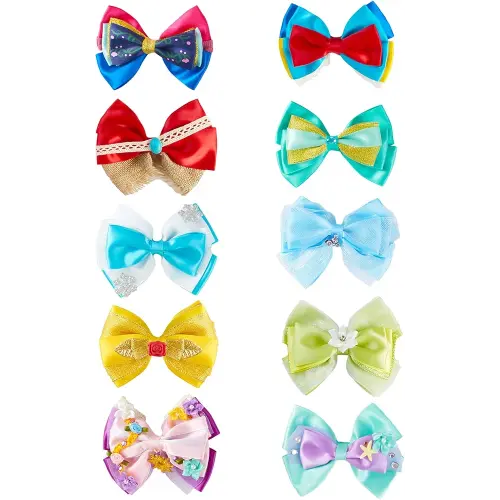 10pcs Princess Hair Bow Clips 4 Inch Women Girls Hair Accessories Party Gift Set