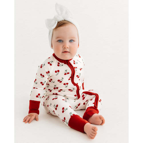 Red Cherry Zipper Romper Jammers x Wild + Rae