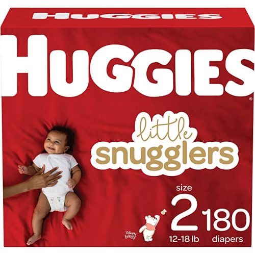HUGGIES Diapers Size 2 - Huggies Little Snugglers Disposable Baby HUGGIES Diapers, 180ct, One Month Supply - Size 2 (180 Count) - Baby Diapers