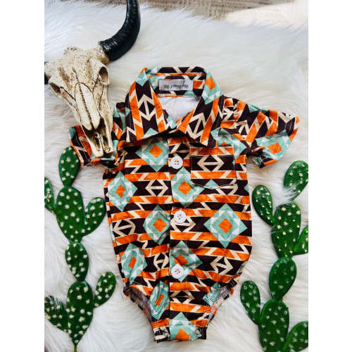 Aztec baby button up