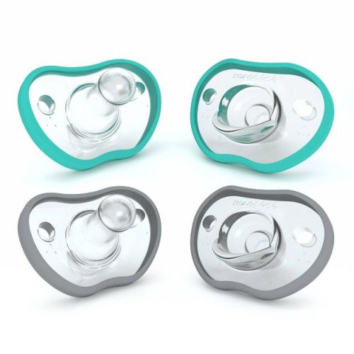 Nanobebe Flexy Silicone Pacifier 0-3 Months - Teal/gray - 4pk