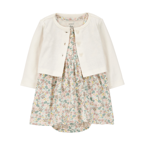 Baby 2-Piece Floral Dress Cardigan Set