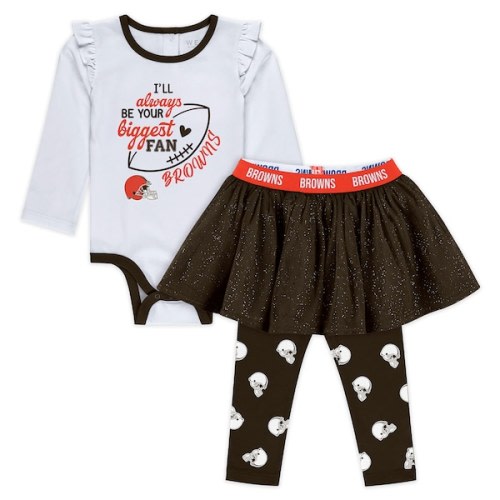 Cleveland Browns WEAR by Erin Andrews Newborn & Infant Three-Piece Long Sleeve Bodysuit, Tutu and Sweatpants Set
