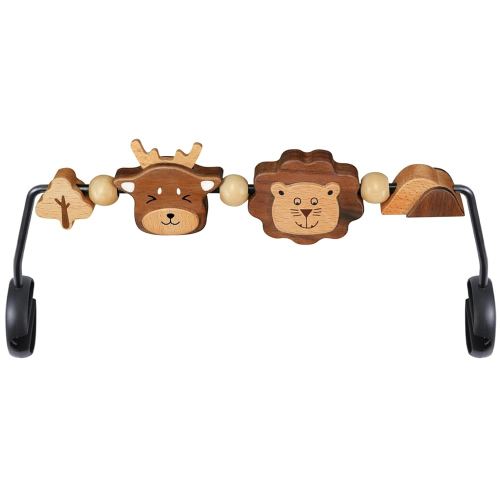 Three-Dimensional Baby Bjorn Bouncer Toy Bar, Toy for Baby Bouncer Soft & Bliss, Easy to Attach and Remove, 360°Rotating Natural Wooden Toys, Double-Sided Raised Design, Lion & Deer