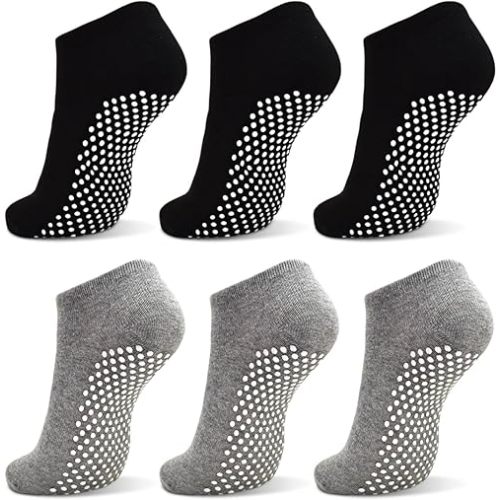 ELUTONG Yoga Socks Non Slip Socks with Grips 3-6 Pairs Non Skid Pilates Ballet Barre Hospital Socks for Women