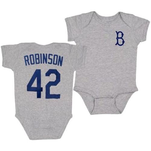 Outerstuff Jackie Robinson Brooklyn Dodgers #42 Infant/Baby Size Player Name & Number Onesie Bodysuit, 12 Months, Blue