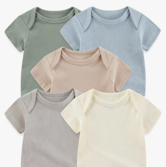 Baby Bodysuits Ribbed Mix Summer Newborn Boy Girl Clothes 5-pack