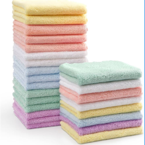 HOMEXCEL Baby Washcloths 24 Pack-Microfiber Coral Fleece Baby Bath Face Towel 7 x 9 Inch Extra Absorbent and Soft Burp Cloth and Wash Cloths for Newborn-Infants and Toddlers-Gentle On Sensitive Skin