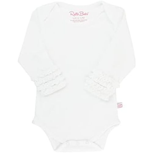 RuffleButts Baby/Toddler Girls Knit Long Sleeve Ruffle Bodysuit with Snaps