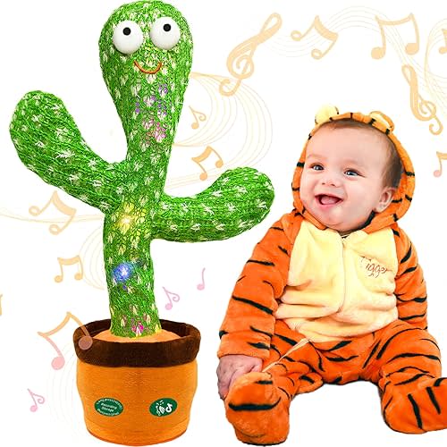 Talking Cactus Toy That Talks Back,Volume Adjustment Dancing Mimicking Cactus Baby Toy,Singing Record Repeat What You Say, Sunny Silly Light Up Tummy Time Funny Gift for Toddler Boys Girls Toys