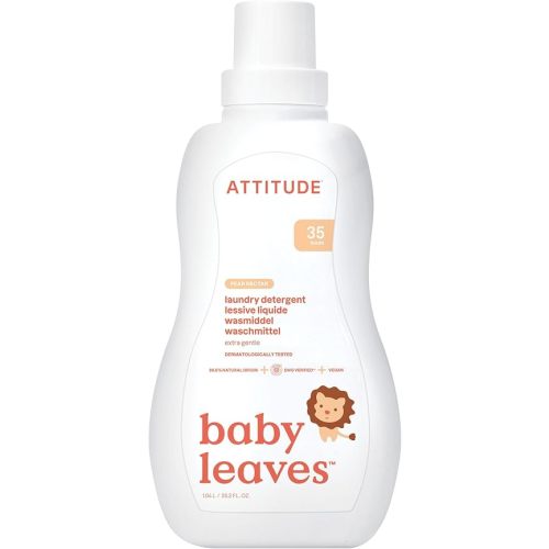 ATTITUDE Baby Laundry Detergent, EWG Verified, Plant and Mineral-Based Formula, HE Compatible, Vegan Household Products, Pear Nectar, 35 Loads, 35.5 Fl Oz