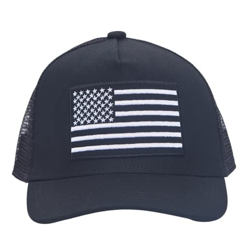 USA Flag Black Mesh Trucker Hat