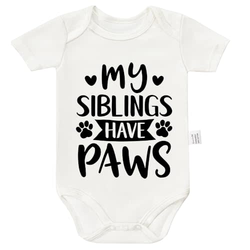 TENUB My Siblings Have Paws Bodysuits, Gender Neutral Baby Clothes, Must Haves for First Time Mom Newborn Gifts 0-24 Months