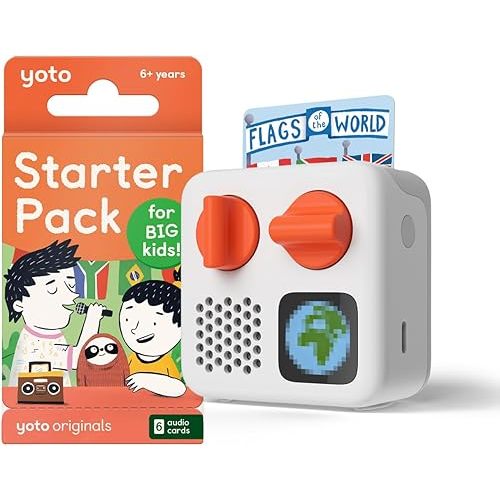 Yoto Mini (2024 Edition) + Starter Pack for Big Kids Bundle – Screen-Free Bluetooth Audio Player, All-in-1 Travel Device for Stories Music Podcasts Radio, Use as Speaker or with Headphones