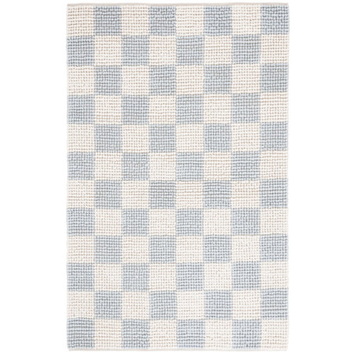 Safavieh Natura 288 Flatweave Wool/Cotton Checkered Rug in Light Blue/Ivory | Wayfair