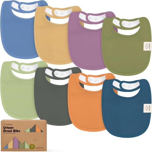 8-Pack Organic Baby Bibs for Boys, Girls - Soft Cotton Drooling and Teething Bibs for Baby Girl & Boy, Extra Absorbent, Easy to Clean & Put On for Toddler, Newborn, Infant 0-24 Months (Cruise)