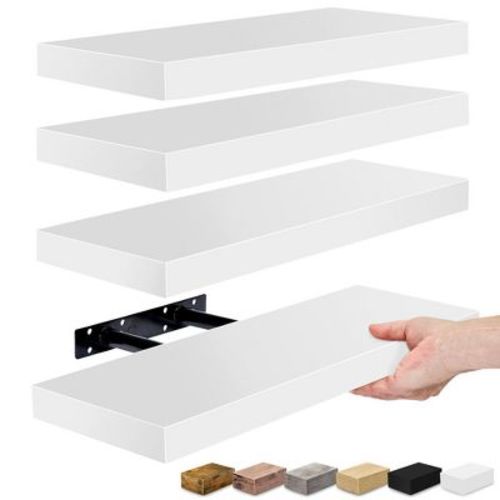 Sorbus 4 Pack Wall Mounted Floating Shelves - for storage and displaying showpieces, home decor items, and other prized possessions (White)