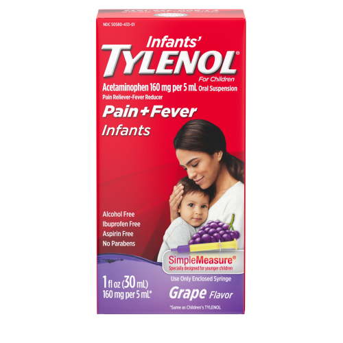TYLENOL Infants' Acetaminophen Liquid Medicine Grape 1 fl oz Fever Pain Relief