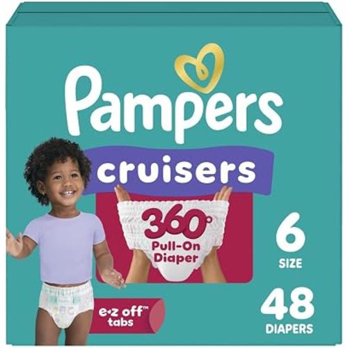 Pampers Diapers - Cruisers 360 - Size 6, 48 Count, Babyproof up to 100% Leakproof Pull-On Diaper