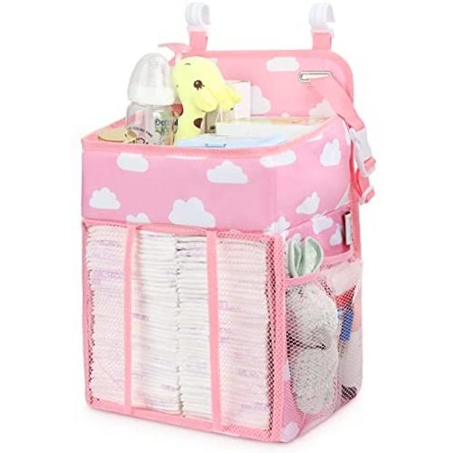 Maliton Hanging Chaning Diaper Caddy – Crib Diaper Organizer – Diaper Stacker for Crib Playard or Wall, Nursery Caddy Organizer for Cribs Playard Baby Essentials Storage