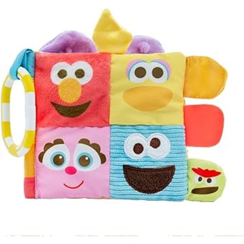 KIDS PREFERRED Sesame Street Soft Book Featuring Your Favorite Characters with Sensory Materials and Multiple Tabs to Keep Baby Engaged – 11 Inches – Surface Washable